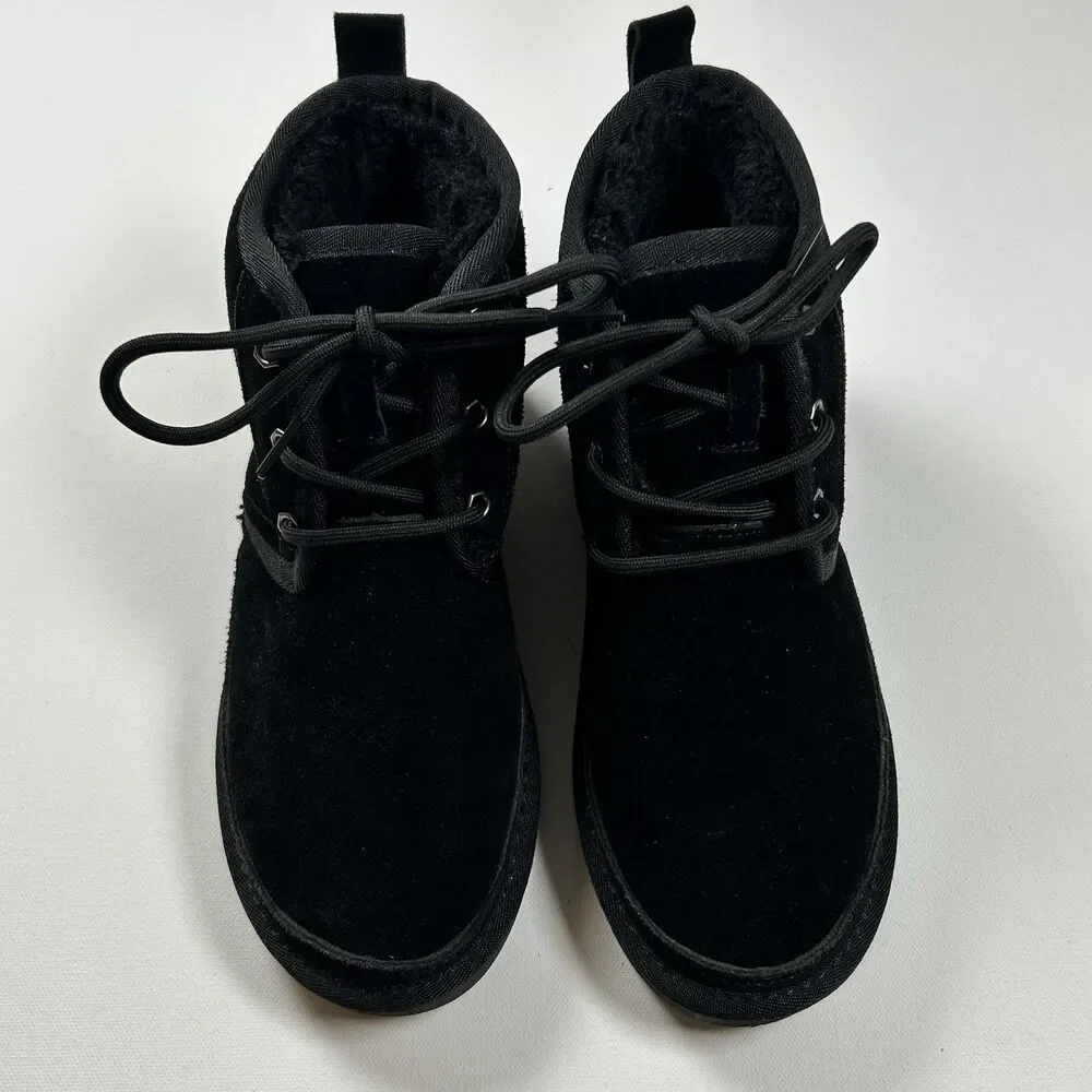 Vepose Black Suede & Faux Fur Snow Winter Boots w/ Ice Cleats Warm Womens Size 8